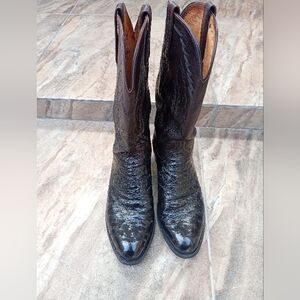Lucchese Black Cherry Ostrich Cowboy Boots